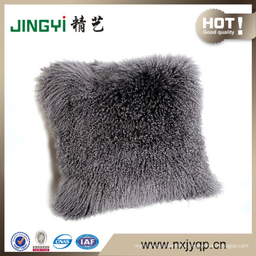 Wholesale Tibetan Mongolian Sheepskin Fur Cushion Pillow Cover Yellow